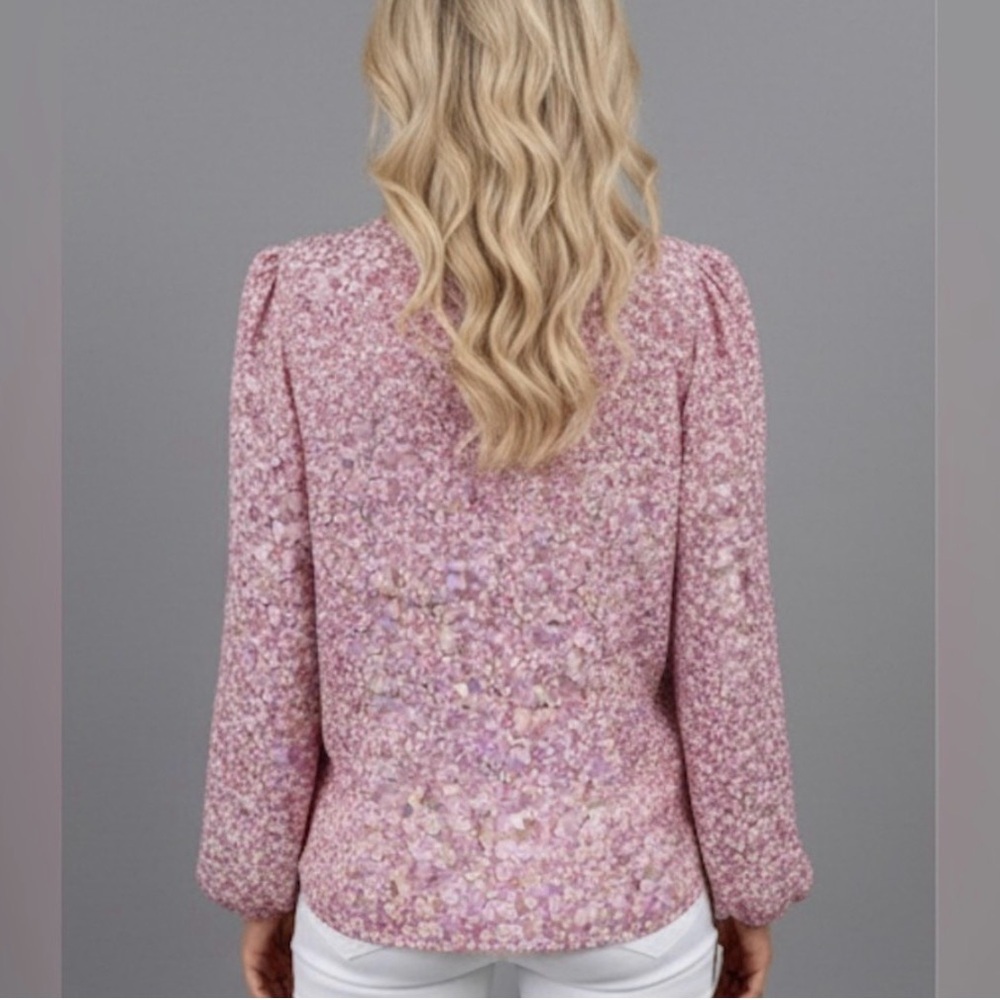 Boho Floral V-Neck Long Sleeve Blouse - Picture 3 of 9